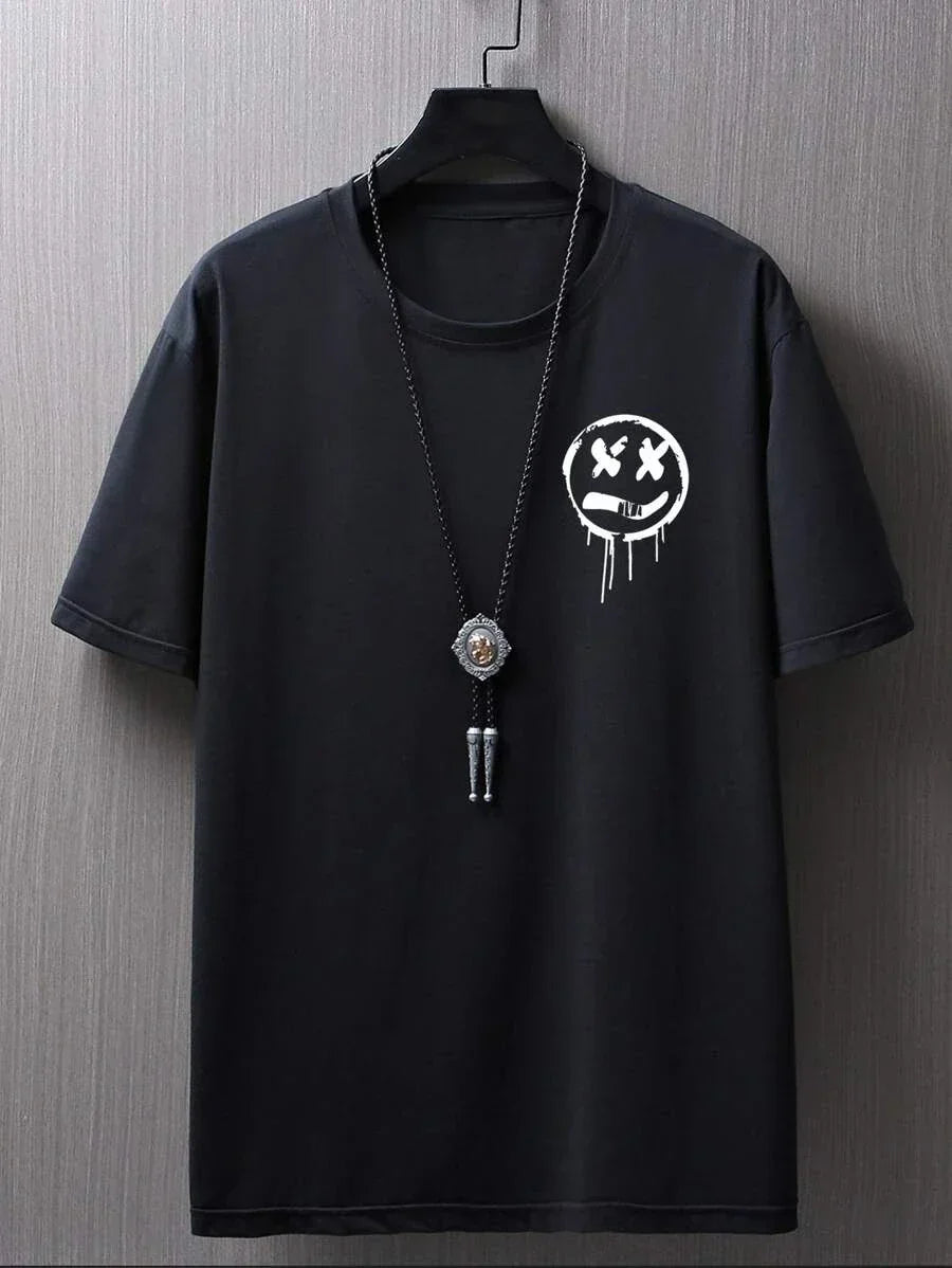 camiseta básica com estampa rosto morto