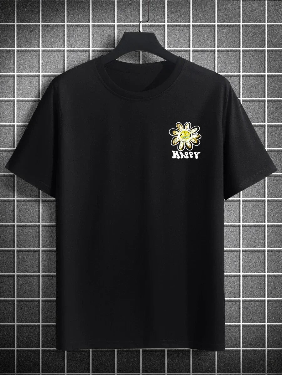 Camiseta Masculina Street Rose Flower Flor frente- preto