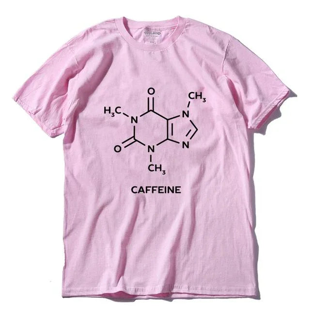 Camiseta Básica Caffeine Cafeína Rosa Bebê