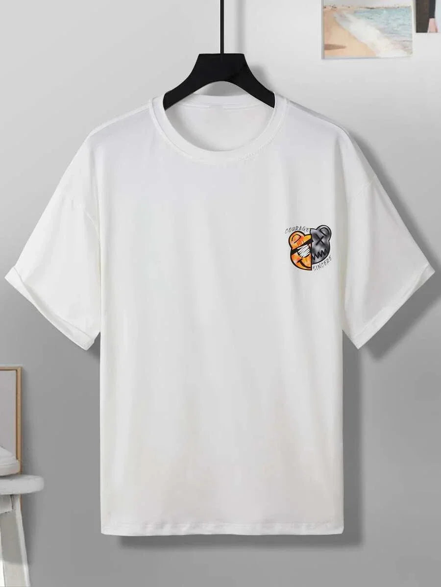 Camiseta Básica Masculina Urso Idea Era Street Bear First Class Branco