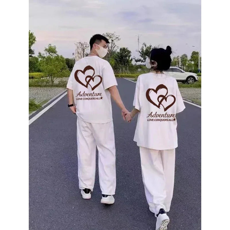 Camisetas Casal Adventures Love Conquers All - BRANCO ( COSTA )