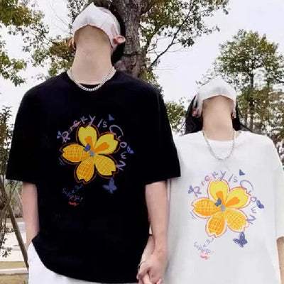 Camisetas Casal Ricky is Cloez Flower - branco