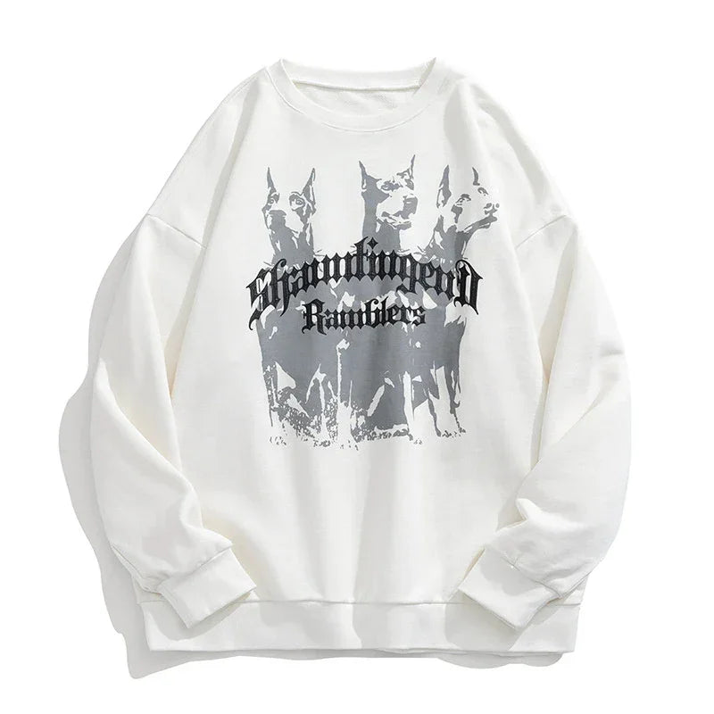Moletom Gola Redonda Moda Skatista Streetwear Social Vintage - branco