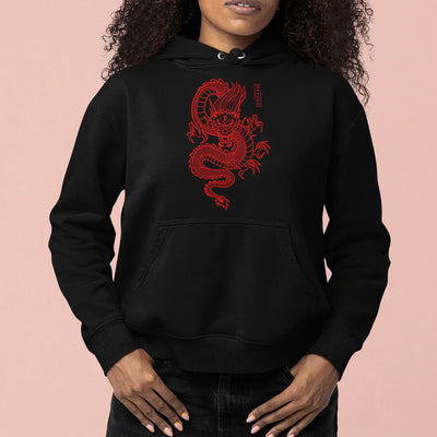 Moletom Canguru Unissex Red Dragon - Preto