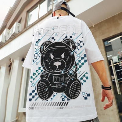 Camiseta Básica Meteoro Urso Astronalta - Branca 