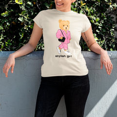 Camiseta Feminina Teddy Bear Stylish Girl