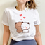 camiseta básica branca estampa ursinhos se abraçando