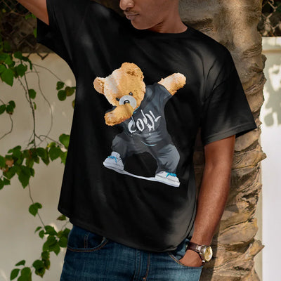 camiseta básica preta estampa urso dab - Preto