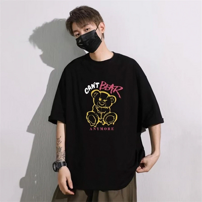 camiseta basica estampa ursinho can't bear anymore - preta