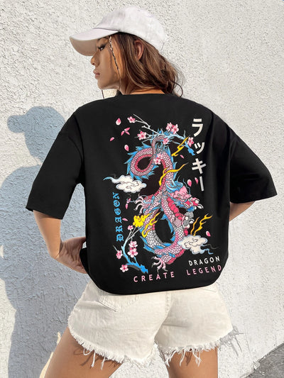 Camiseta Básica Feminina Create Dragon Legends Japão