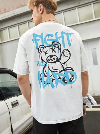 Camiseta Básica Unissex Bear Fight Trust Hard