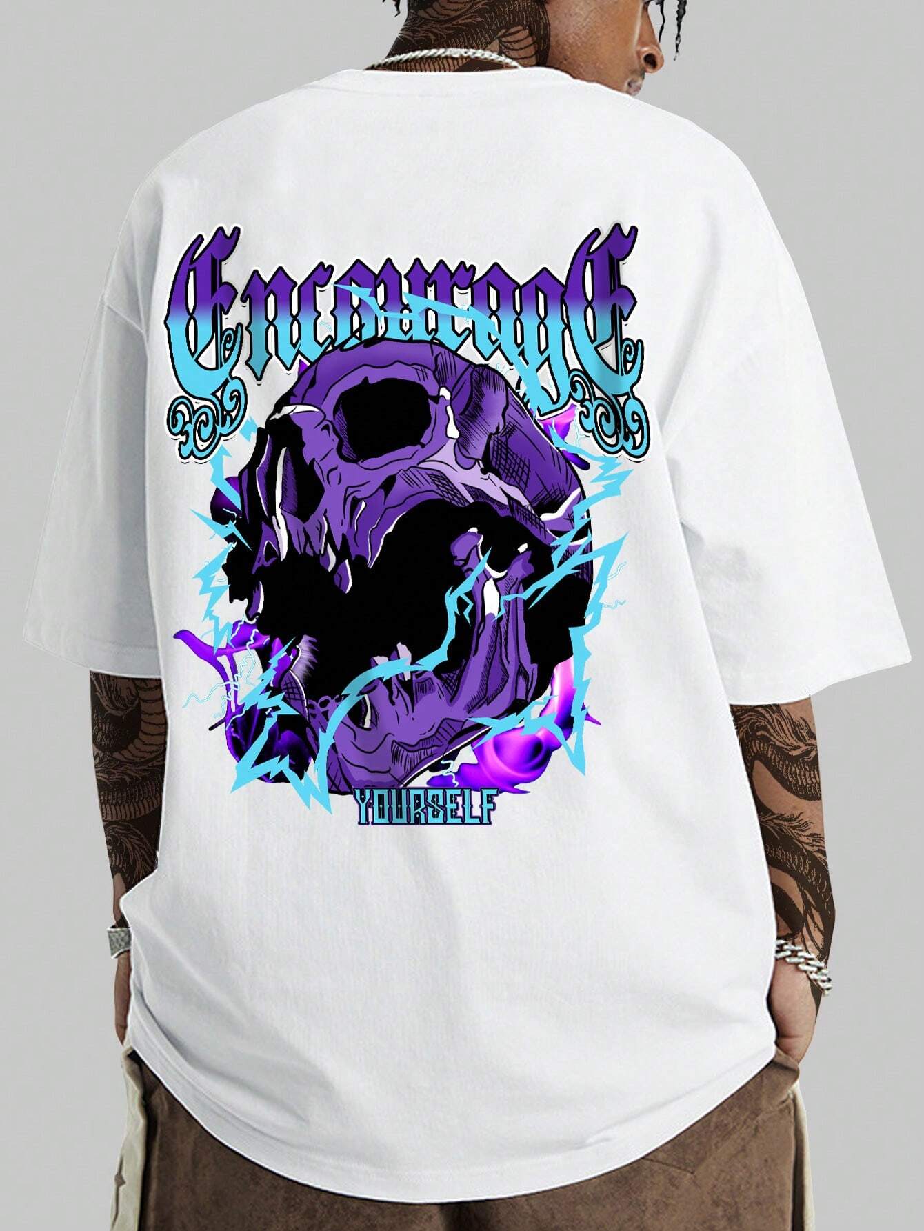 Camiseta Básica Encourage Yourself Skull Caveira