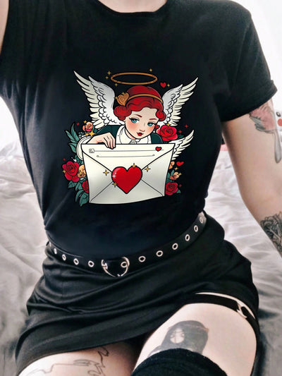 Camiseta Básica Feminina Cartão Postal Angel Wings