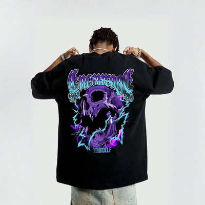 Camiseta Oversized Encourage Yourself Skull Caveira