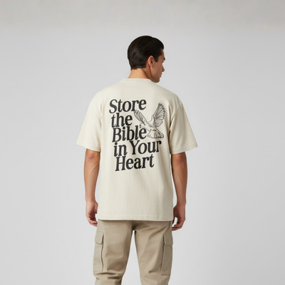 Camiseta Oversized Store The Bible In Your Heart