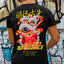 camiseta basica preta estampa de ursinho asiático - Preto
