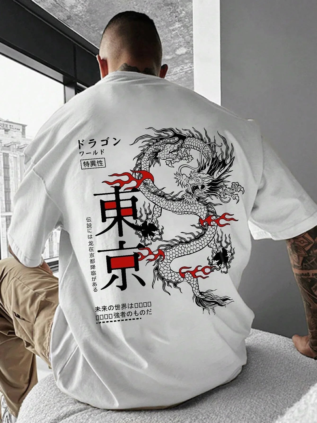 Camiseta Básica Unissex Dragon Dance Festival Japão - Branco 