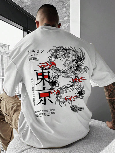 Camiseta Básica Unissex Dragon Dance Festival Japão - Branco 