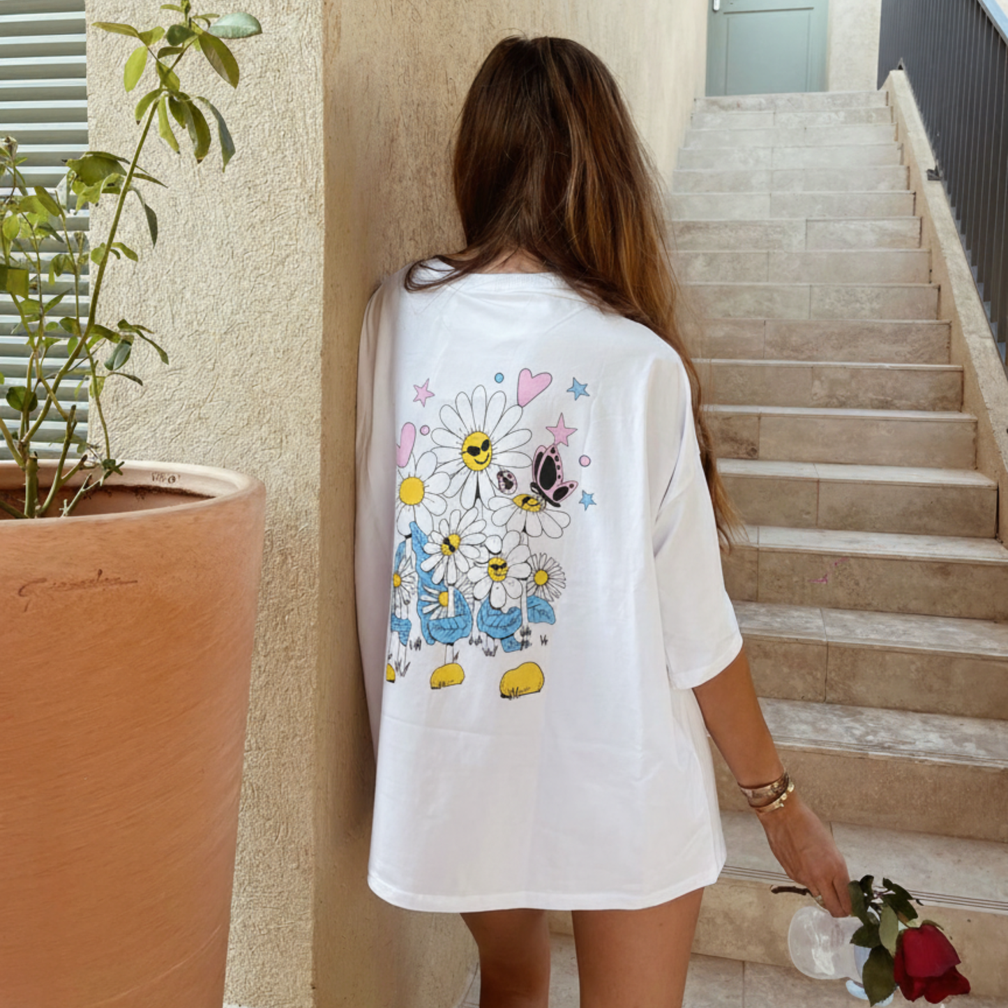 Camiseta Feminina Flor Happy Feliz Flower