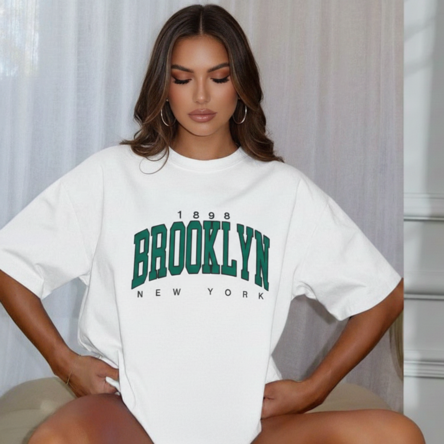 Camiseta Básica Feminina Estilo Brooklyn New York 1898