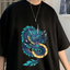 Camiseta Básica Unissex Dragon Print Japonêse - Preto 