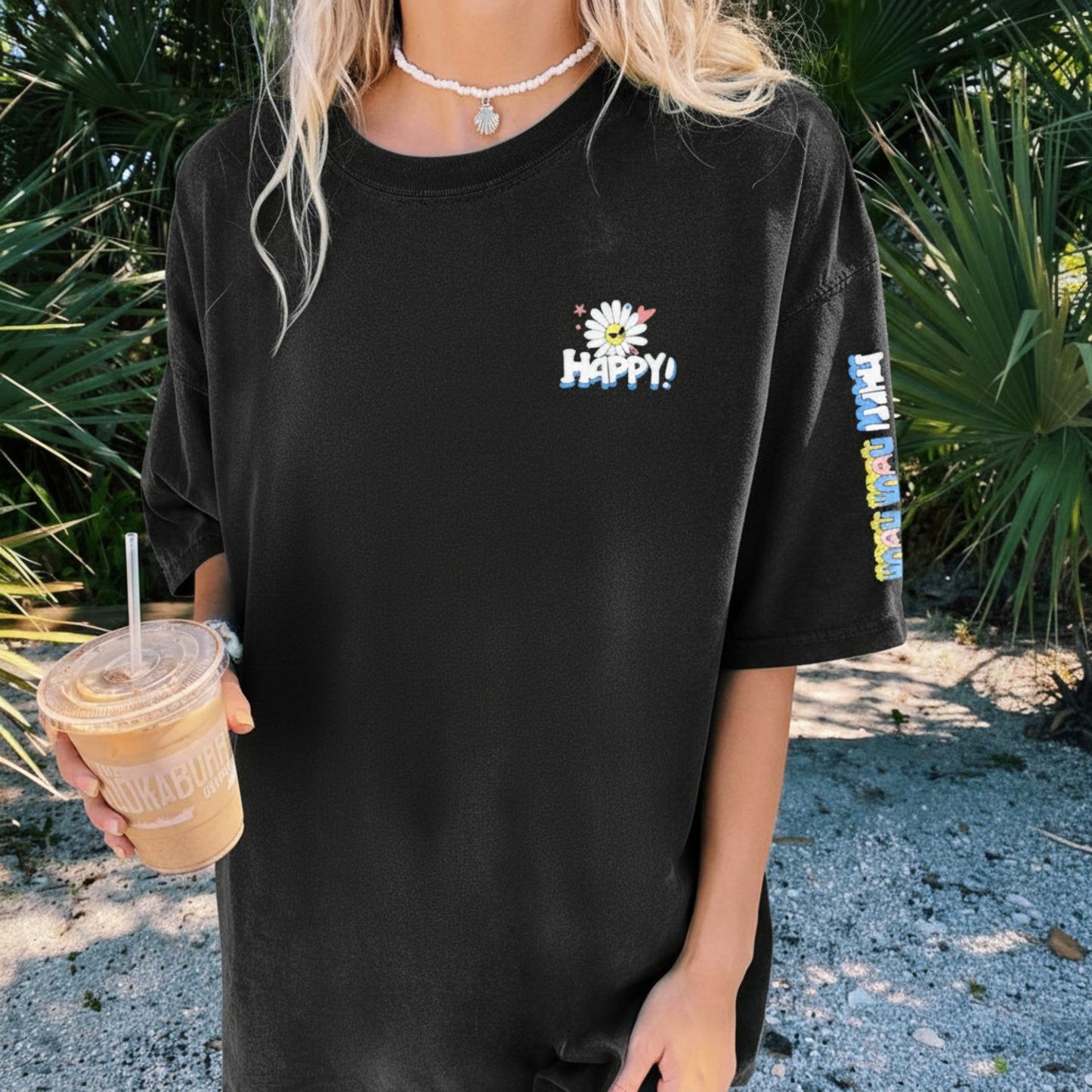 Camiseta Feminina Flor Happy Feliz Flower