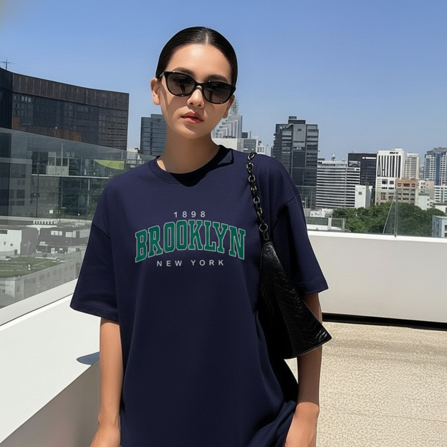 Camiseta Básica Feminina Estilo Brooklyn New York 1898