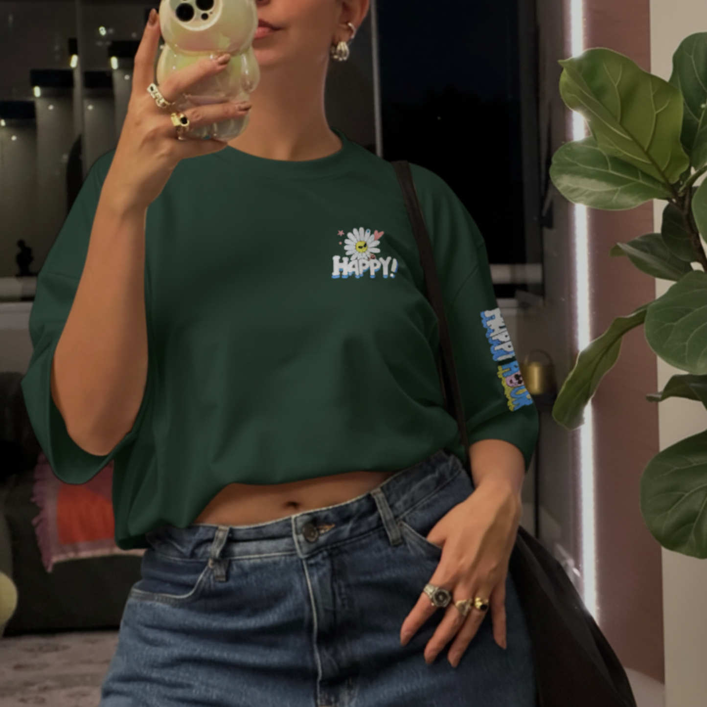 Camiseta Feminina Flor Happy Feliz Flower