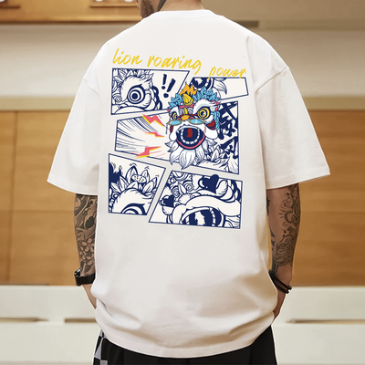Camiseta Oversized Lion Roaring Power