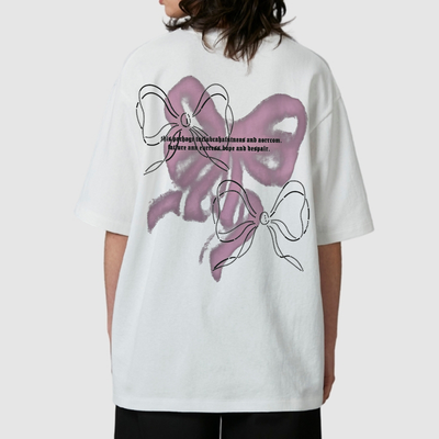 Camiseta Oversized Feminina Lacinho Frase