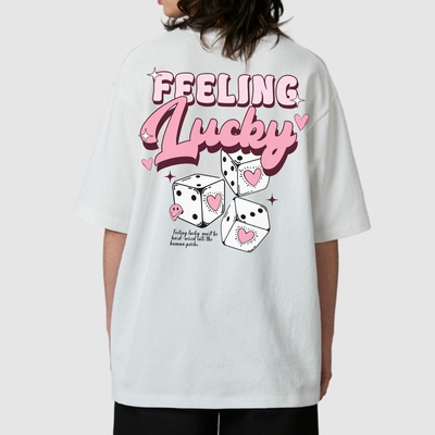 Camiseta Oversized Feminina Feeling Lucky dados