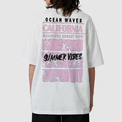 Camiseta Oversized Feminina Ocean Waves California