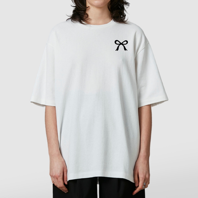 Camiseta Oversized Feminina Lacinho Frase