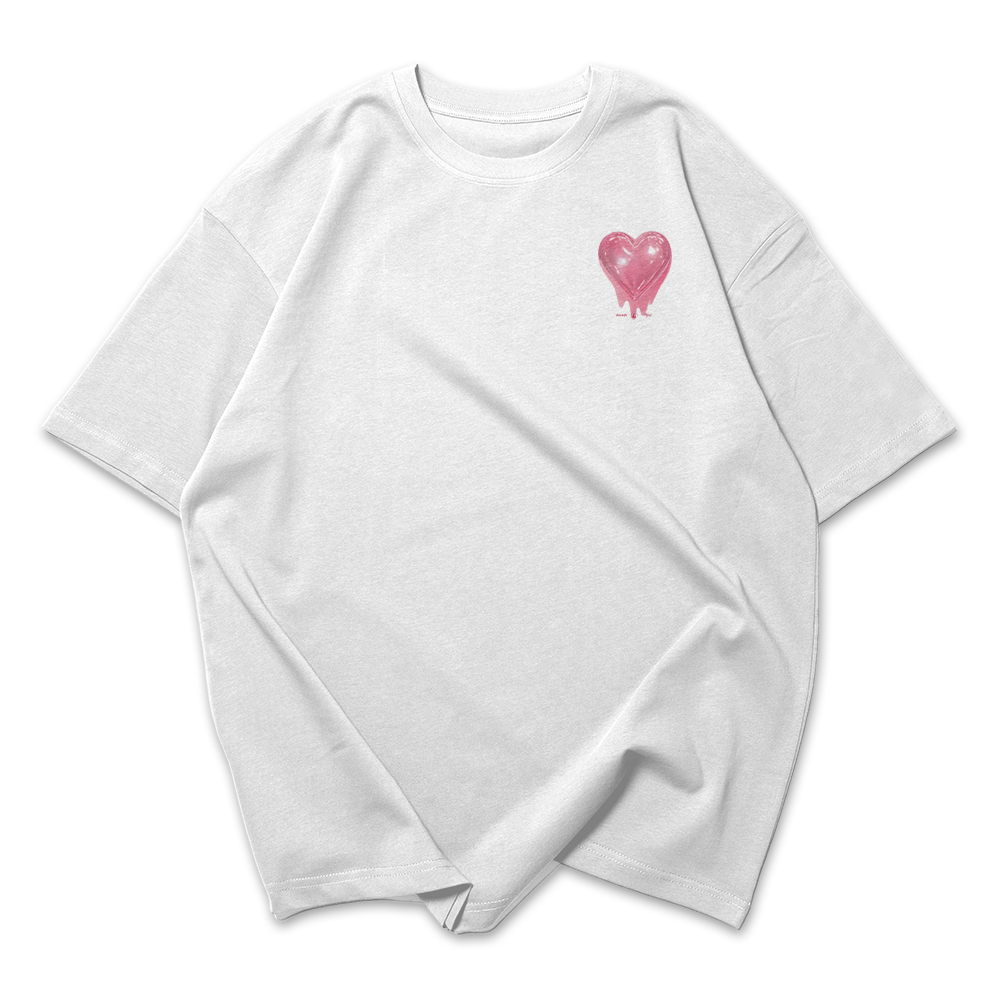 Camiseta Oversized Feminina Heart Coração Rosa
