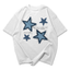 Camiseta Oversized Feminina Estrelas Jeans Frase