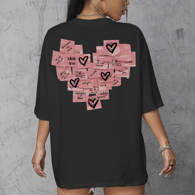 Camiseta Oversized Feminina Love Heart Aesthetich
