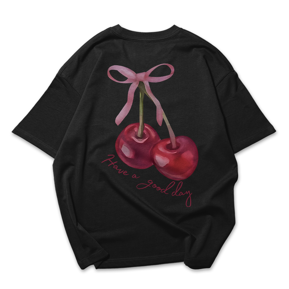 Camiseta Oversized  Feminina Cereja Have a Good Day
