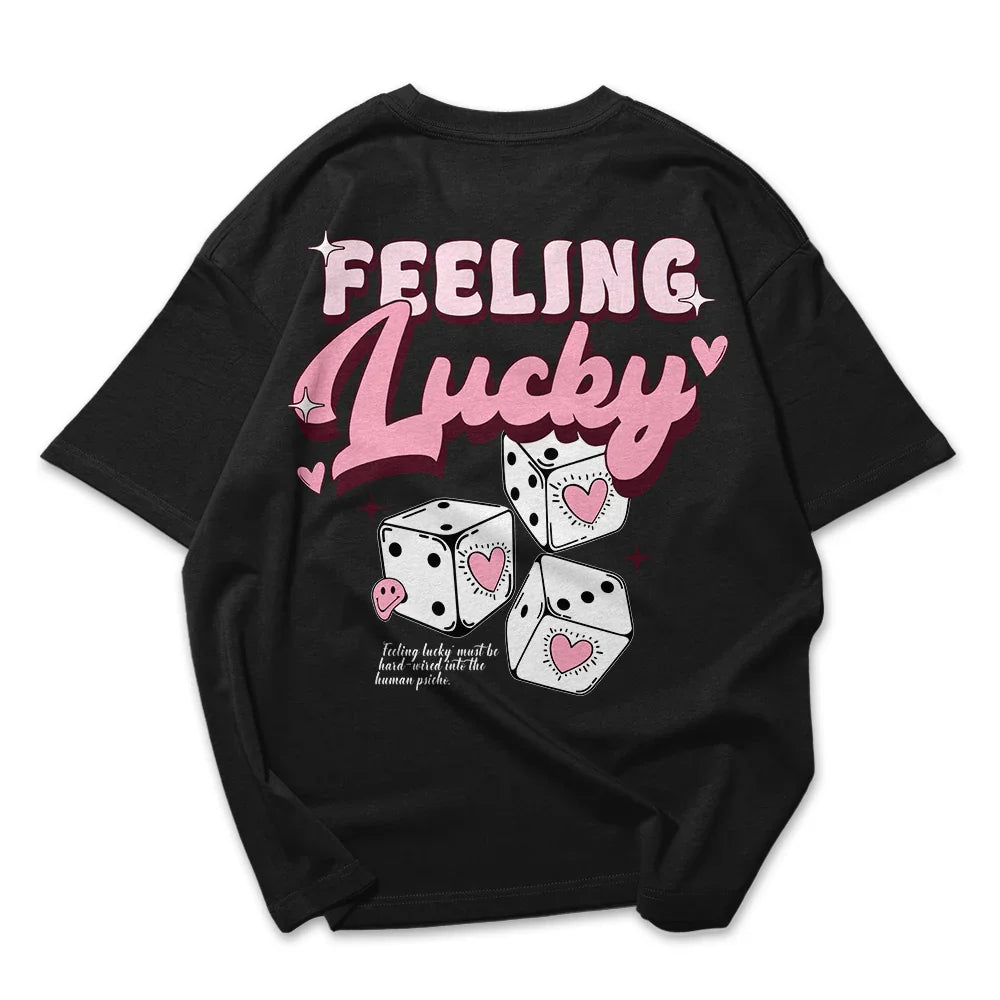 Camiseta Oversized Feminina Feeling Lucky dados
