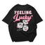 Camiseta Oversized Feminina Feeling Lucky dados