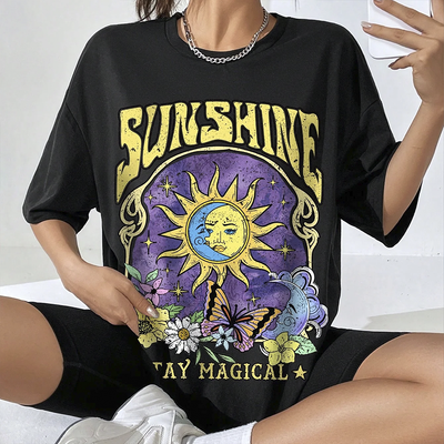 Camiseta Oversized Feminina Sunshine Stay Magical