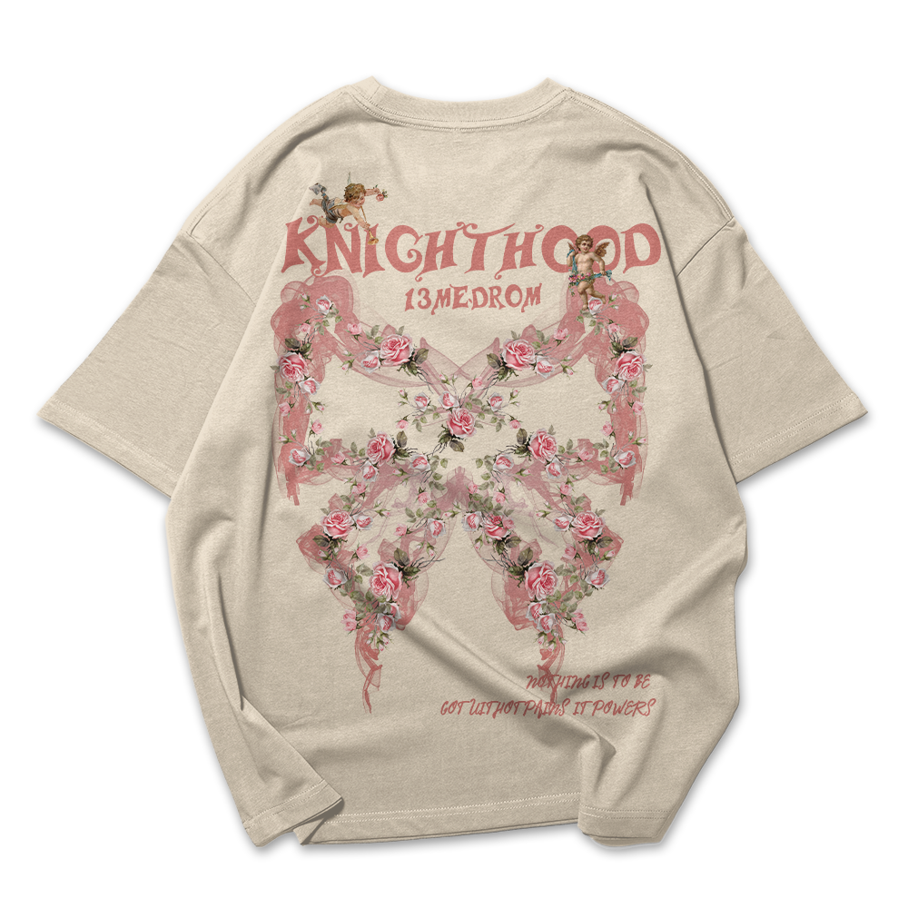 Camiseta Oversized Feminina Knighthood Butterfly Flower