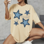 Camiseta Oversized Feminina Estrelas Jeans Frase
