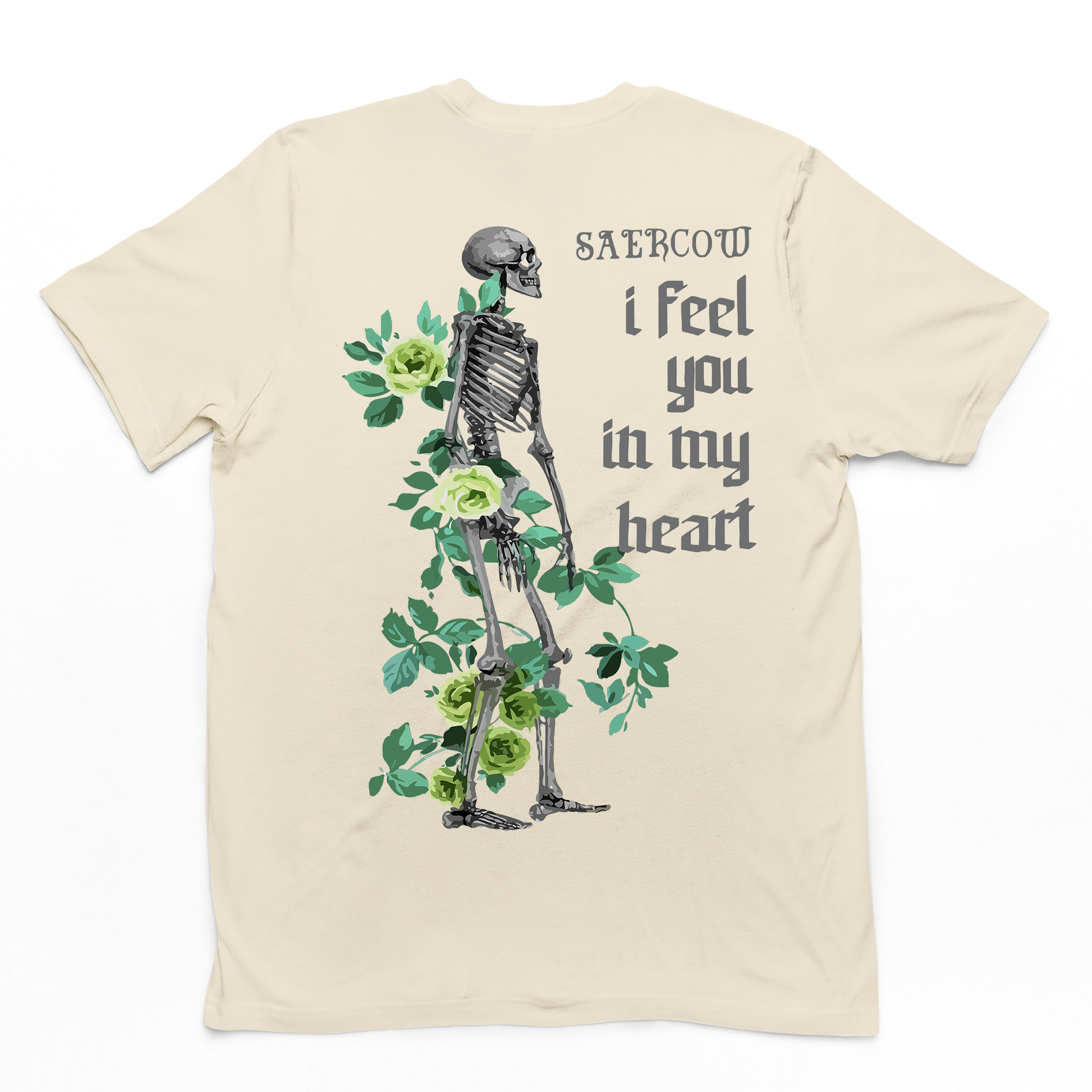 Camiseta Básica Unissex I Feel You in My Heart Skull - pérola