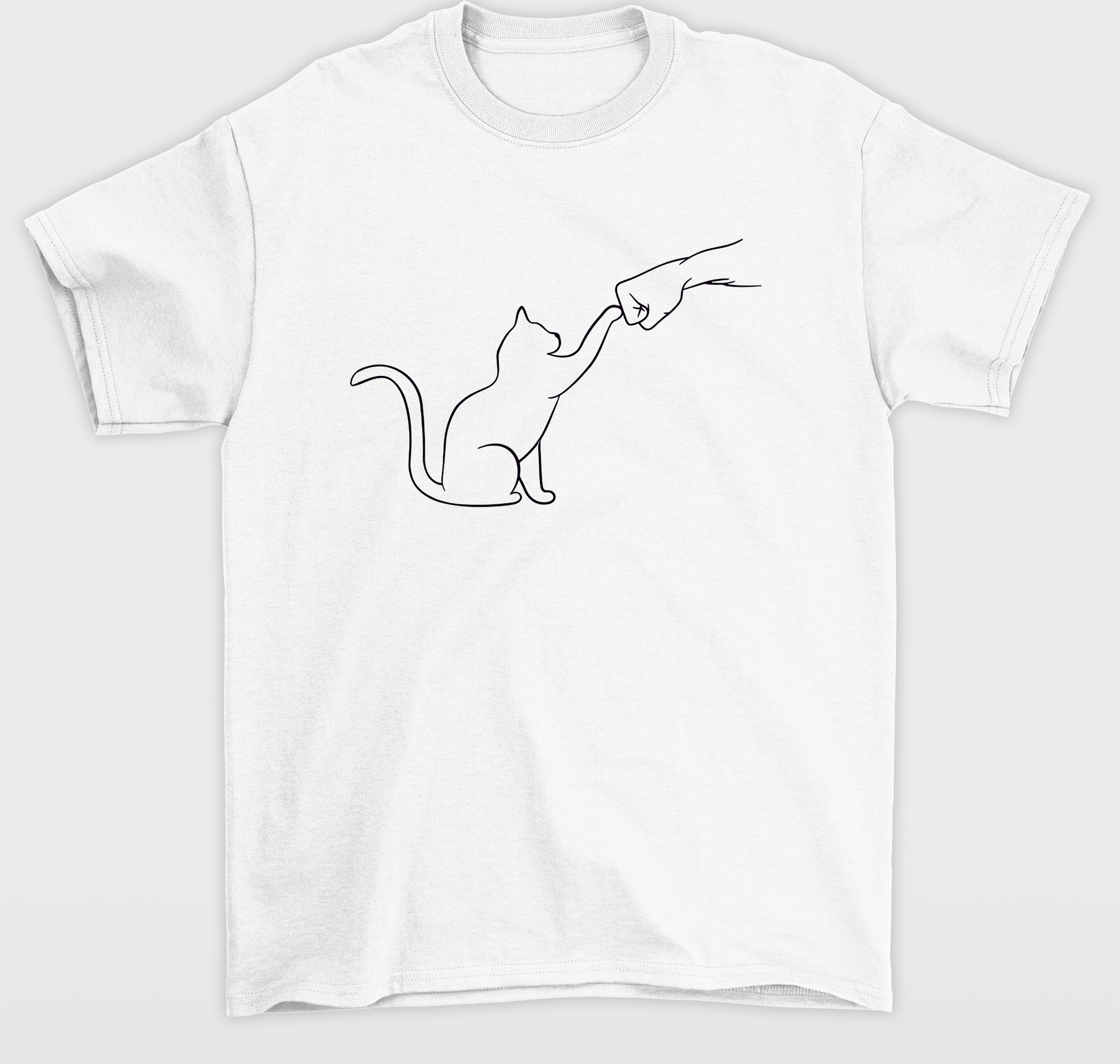 Camiseta básica com estampa Gatinho friend- Branco