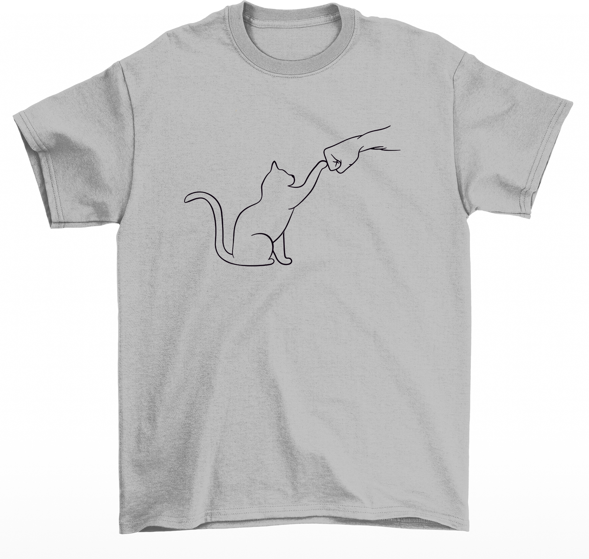 Camiseta básica com estampa Gatinho friend- Cinza