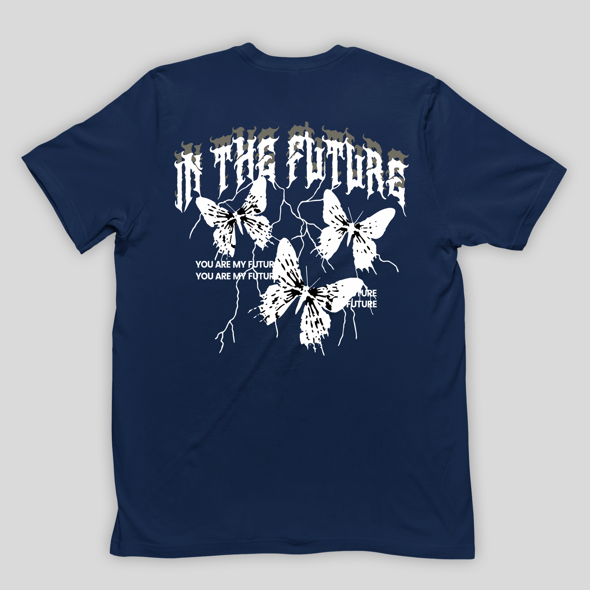 Camiseta Básica Unissex In The Future Butterfly Azul marinho