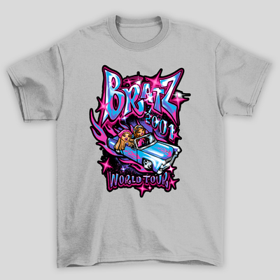camiseta básica cinza bratz 2001 word tour