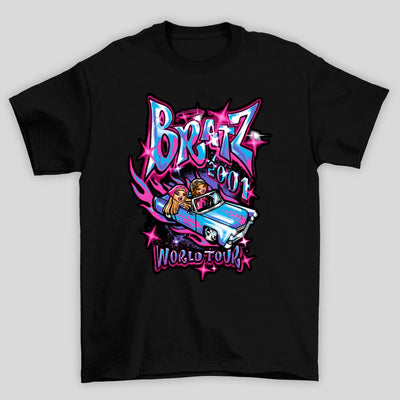 camiseta básica preta bratz 2001 word tour