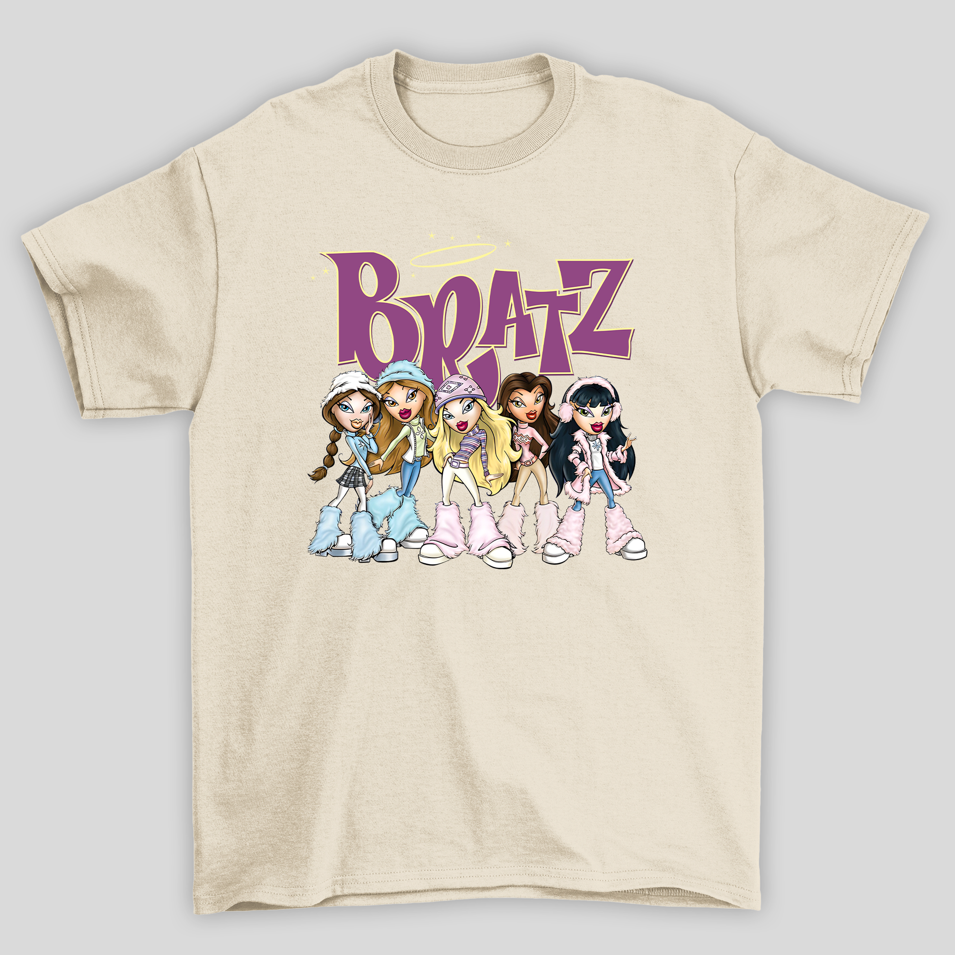camiseta básica pérola estampa bratz boneca