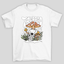 Camiseta Básica Branca Trapped Caveira Cogumelos Mágicos 